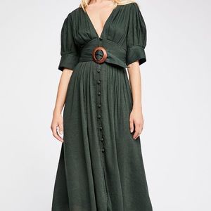 Free People Forest Green Midi Dress